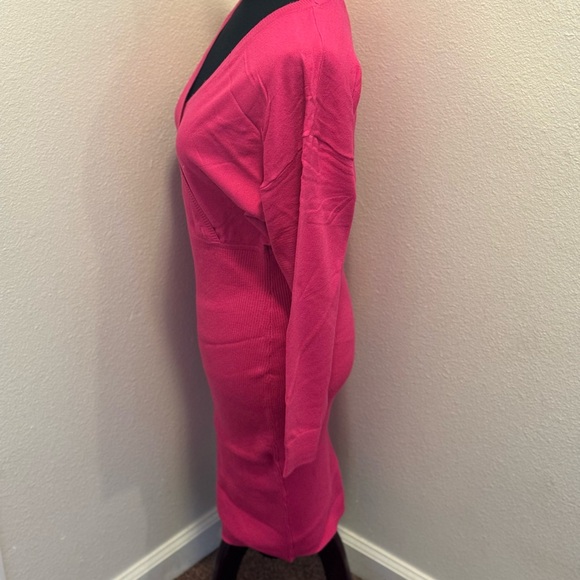 Express Hot Pink Knit Sweater Dress Dolman Stretch Size M XL NEW $88 - Picture 4 of 15